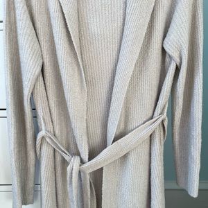 Barefoot Dreams Ribbed Cardigan With Self-Tie Belt
